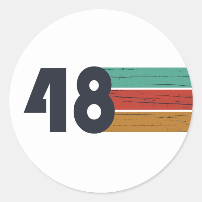 Pegatina Redonda Nacido en 1948, en un antiguo cumpleaños (Anverso)