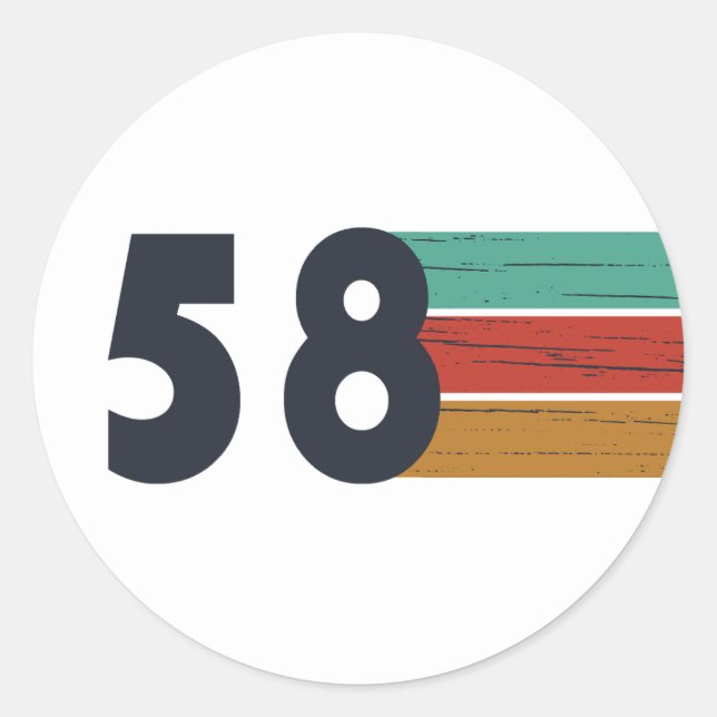 Pegatina Redonda nacido en 1958, cumpleaños vintage (Anverso)