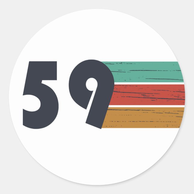 Pegatina Redonda nacido en 1959, cumpleaños vintage (Anverso)