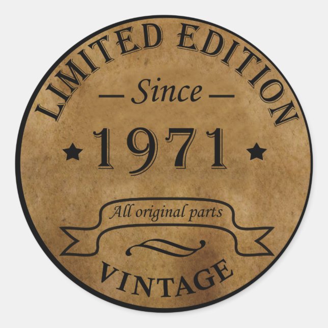 Pegatina Redonda Nacido en 1971 (Anverso)