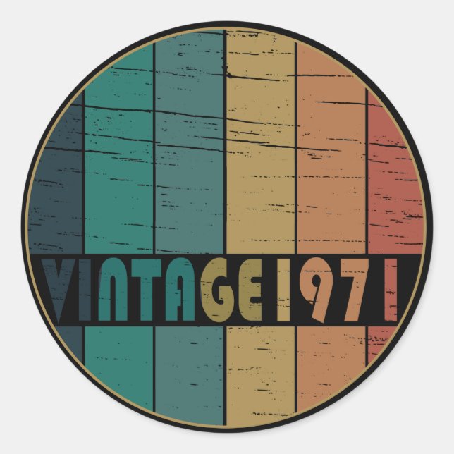 Pegatina Redonda Nacido en 1971 (Anverso)