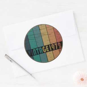 Pegatina Redonda Nacido en 1972 como regalo de cumpleaños vintage