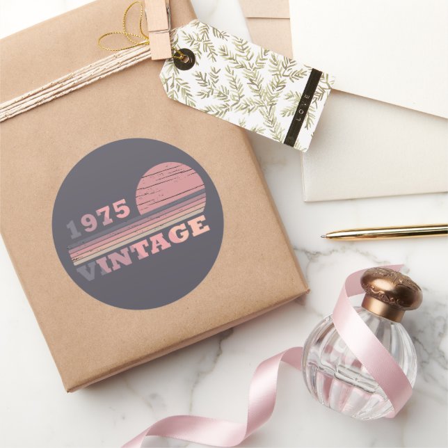 Pegatina Redonda nacido en 1975 en la fiesta de 50 años de la época (Regalar)