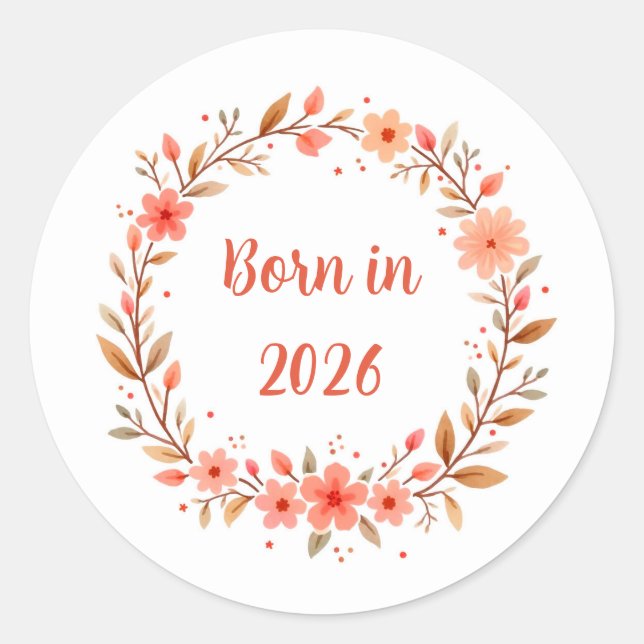 Pegatina Redonda Nacido en 20xx (Año editable)  (Anverso)
