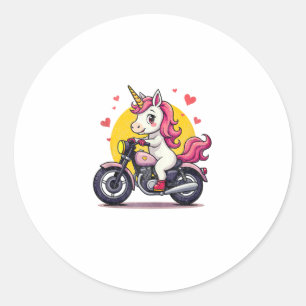 Pegatina Redonda Nacido En Bicicleta Unicornio I Motociclista Fun T