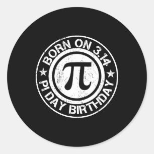 Pegatina Redonda Nacido En El Día Pi Cumpleaños 3.14