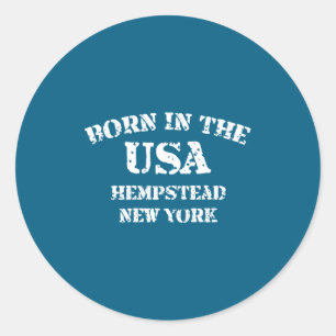 Pegatina Redonda Nacido En Los Estados Unidos Hempstead Nueva York
