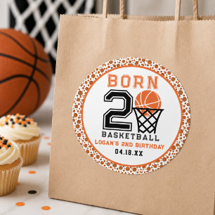 Pegatina Redonda Nacido para el Baloncesto   Deportes  Cumpleaños 2