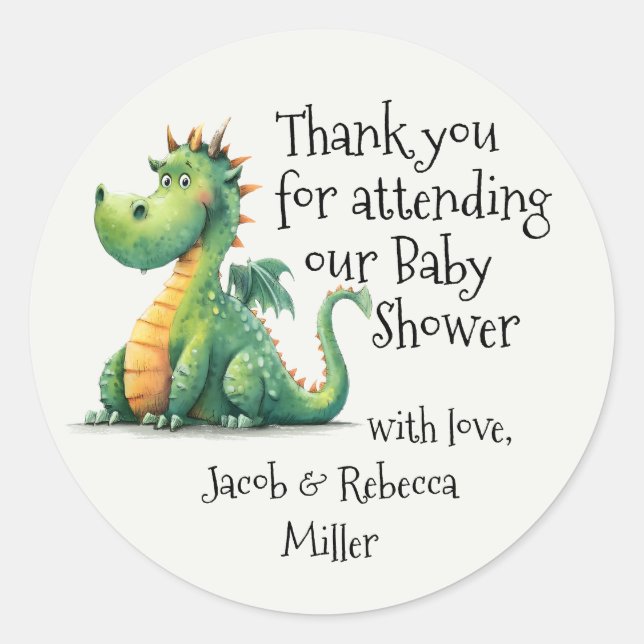 Pegatina Redonda Nacido para respirar el fuego Baby Shower Gracias  (Anverso)