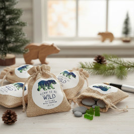 Pegatina Redonda Nacido para ser salvaje Baby Shower