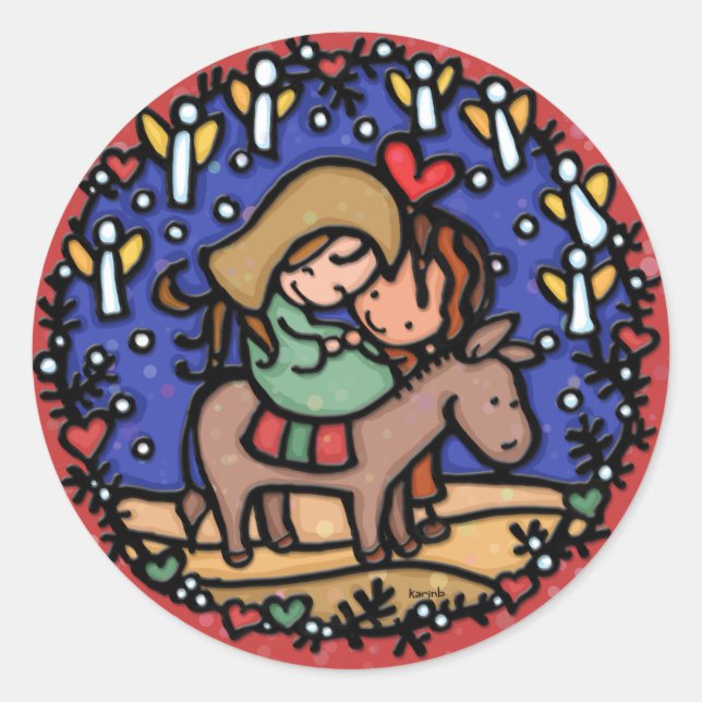 Pegatina Redonda Nacidos por Jesús Navidades Día de los Ángeles se  (Anverso)