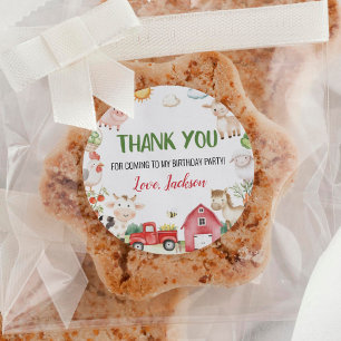 Pegatina Redonda Nacimiento de animales de granja de Barnyard