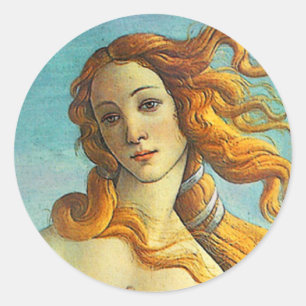 Pegatina Redonda Nacimiento de Botticelli de Venus