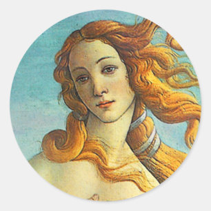 Pegatina Redonda Nacimiento de Botticelli de Venus