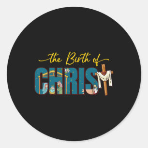 Pegatina Redonda Nacimiento De Cristo cruza Navidades religiosos Na