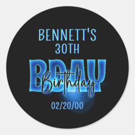 Pegatina Redonda Nacimiento de la Neón Azul