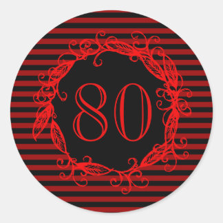 Pegatina Redonda Nacimiento de las mujeres 80 Black Red Swirly
