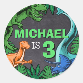 Pegatina Redonda Nacimiento de los dinosaurios Dino Trex Niño Prehi