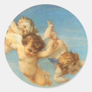 Pegatina Redonda Nacimiento de Venus, detalle de ángeles por Alexan