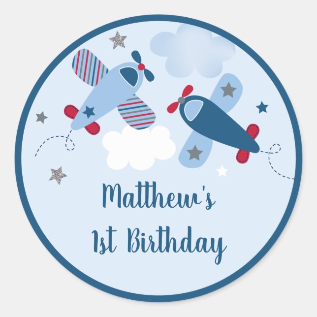 Pegatina Redonda Nacimiento del niño de las nubes de las estrellas  (Anverso)