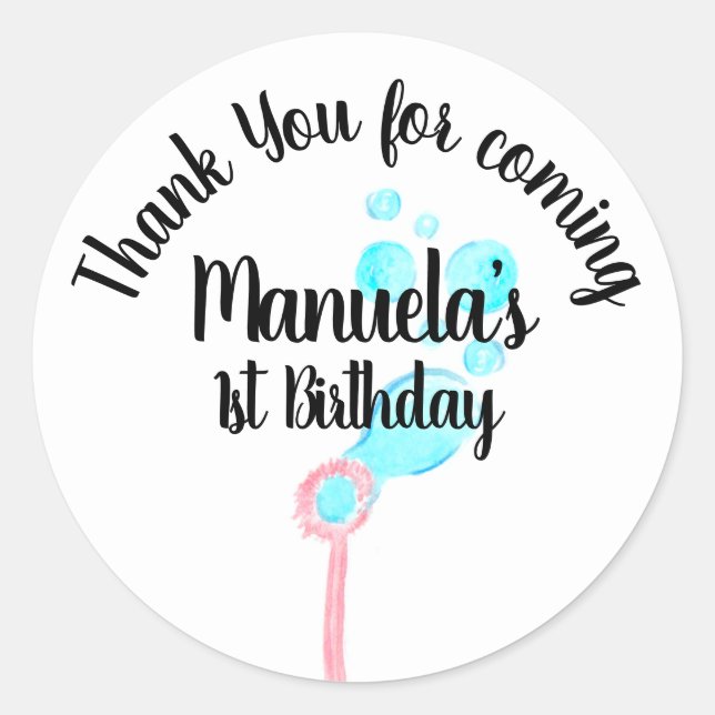 Pegatina Redonda Nacimiento del Pop Pop de la Guerra de las Burbuja (Anverso)