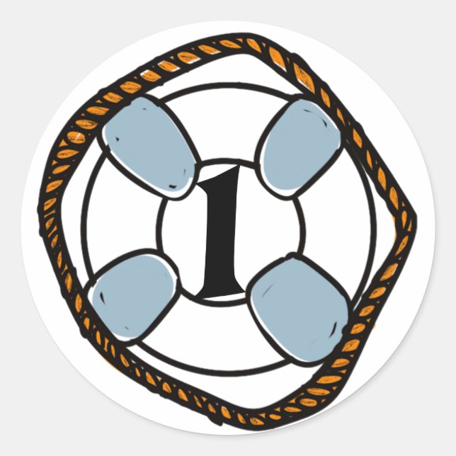 Pegatina Redonda Nacimiento del primer navegante de playa (Anverso)