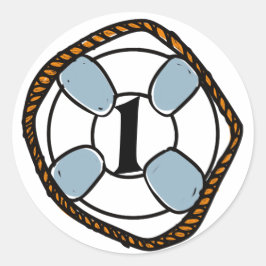 Pegatina Redonda Nacimiento del primer navegante de playa