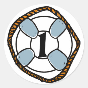 Pegatina Redonda Nacimiento del primer navegante de playa