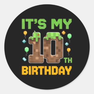 Pegatina Redonda Nacimiento es mi décimo cumpleaños