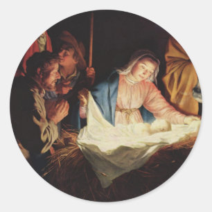 Pegatina Redonda nacimiento- navidad