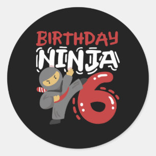 Pegatina Redonda Nacimiento Ninja 6 años Karate Niños 6 Nacimientos