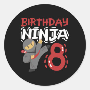 Pegatina Redonda Nacimiento Ninja 8 años Karate Niños 8 Nacimientos