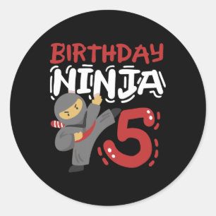 Pegatina Redonda Nacimiento Ninja Niños de Karate de 5 años 5 Nacim