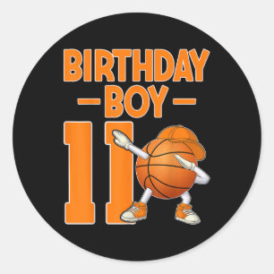 Pegatina Redonda Nacimiento Niño de 11 años Baloncesto Dabbing 11