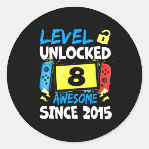 Pegatina Redonda Nacimiento Niño Nivel 8 Desbloqueado Impresionante