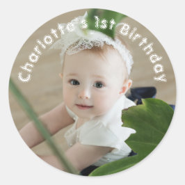 Pegatina Redonda Nacimiento Y Foto De Las Niñas Bebés