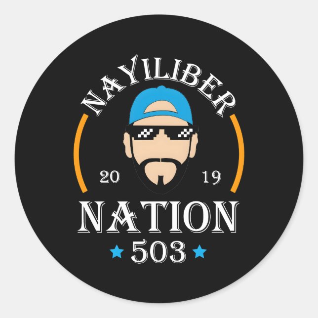 Pegatina Redonda Nación Nayib Bukele Nayiliber 503 El Salvador (Anverso)