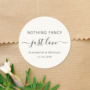 Pegatina Redonda Nada Fancy Just Love Cream Boda