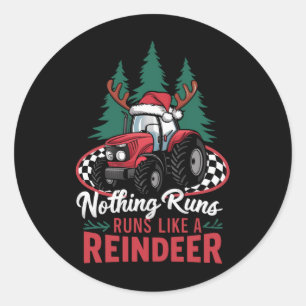 Pegatina Redonda Nada Funciona Como Un Tractor De Navidades De Reno