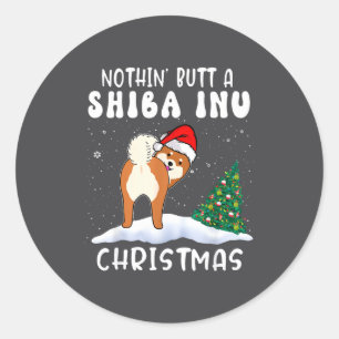 Pegatina Redonda Nada Más Que Un Perro Shiba Inu Navidad Divertida