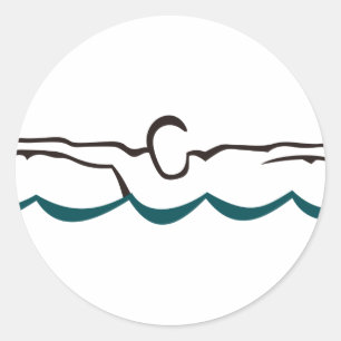 Pegatina Redonda Nadador de la mariposa