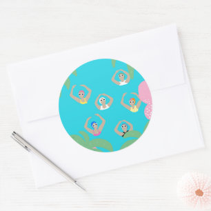 Pegatina Redonda Nadadores artísticos   Ilustracion artístico de na