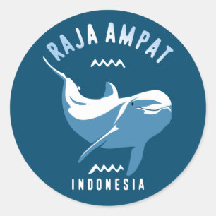 Pegatina Redonda Nadando con delfines en Raja Ampat