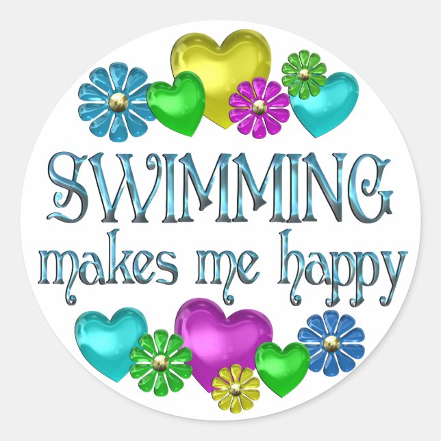 Pegatina Redonda Nadar Felicidad (Anverso)