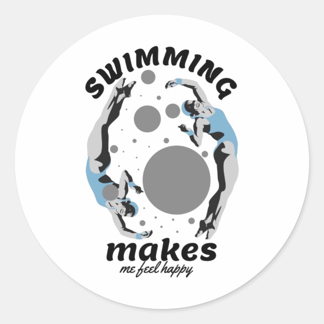 Pegatina Redonda Nadar me hace sentir feliz - Amante del agua (Anverso)