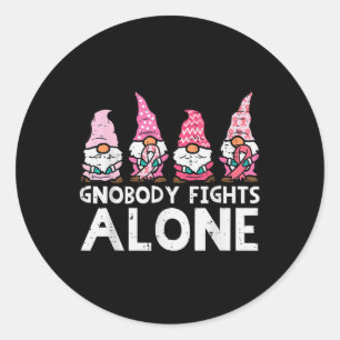 Pegatina Redonda Nadie lucha solo contra el cáncer de mama divertid