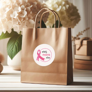 Pegatina Redonda Nadie lucha solo contra la cinta rosa