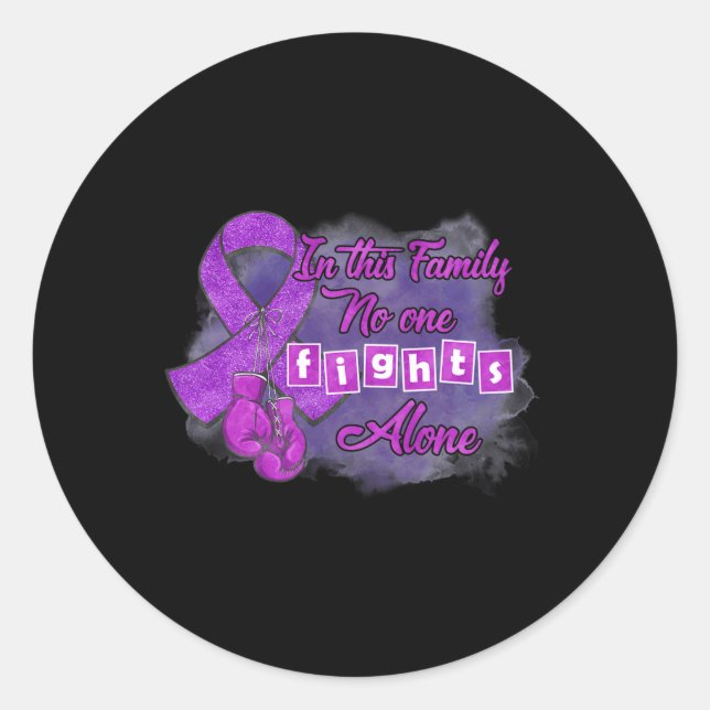 Pegatina Redonda Nadie lucha solo contra la conciencia de Alzheimer (Anverso)