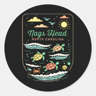 Pegatina Redonda Nags Head Nc Lindo Vacaciones De Playa Amante De T