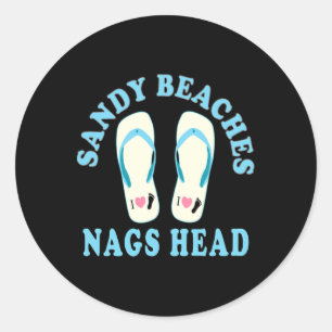Pegatina Redonda Nags Head Vacation Sandy Beaches I Heart Flip Flop